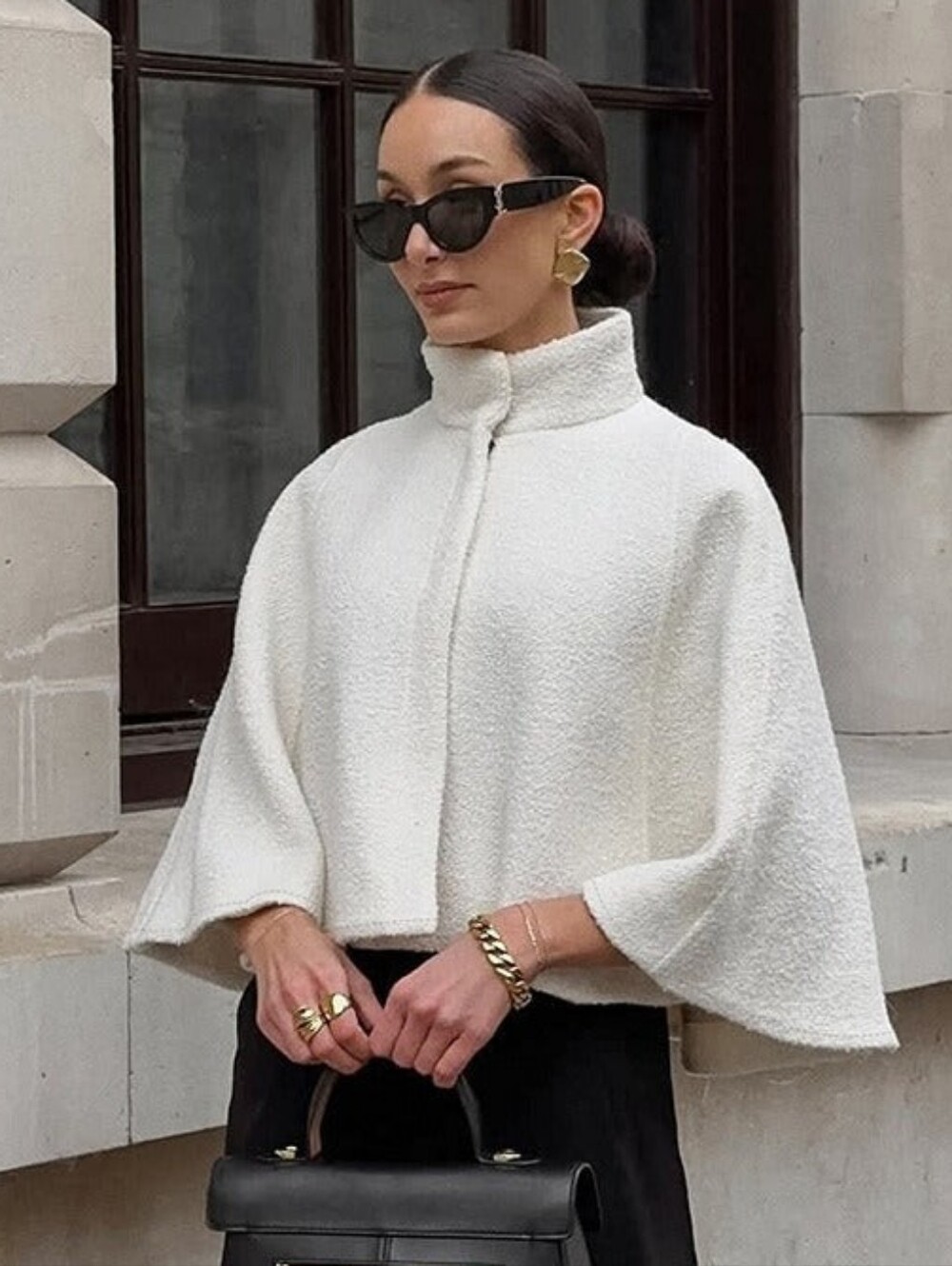 ZARA WOOL BLEND CAPE COAT SIZE XS